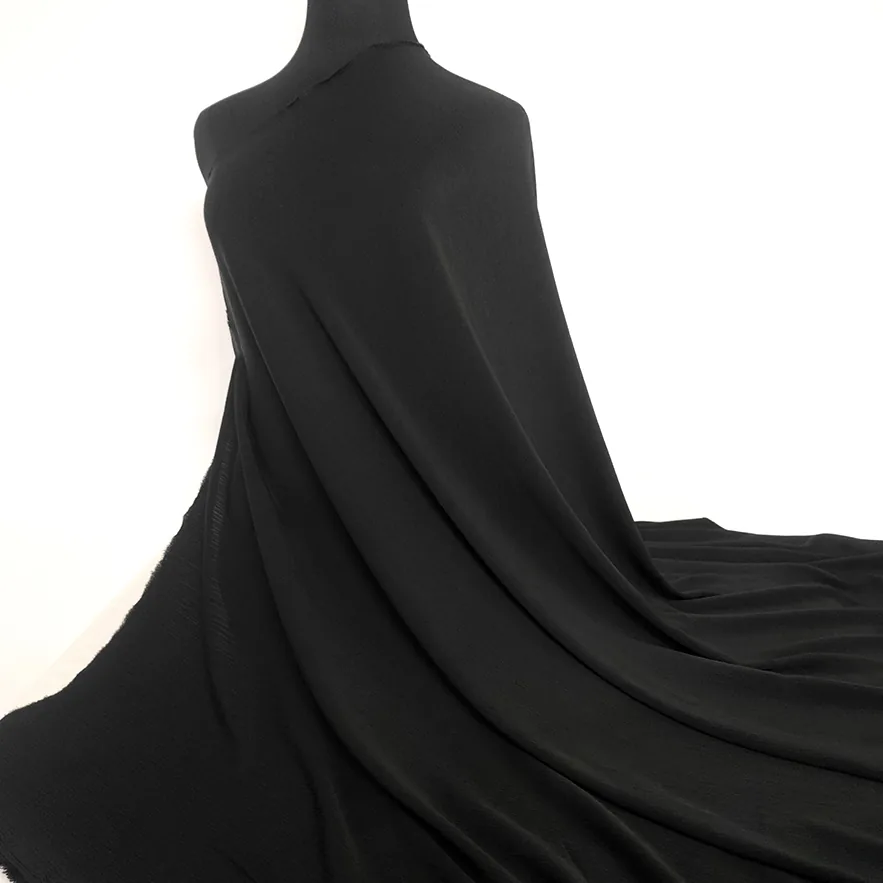 YX1133 65-Inch Width 160gsm Black Nida Wrinkle Fabric Woven 100% Polyester Soft Crepe Chiffon Arabic Clothing Fabrics