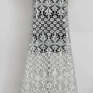 YX1069 African Milk Silk Poly Embroidery Cord Lace Water-Soluble Fabric Glossy Floral Embroidered Dress Lace Fabric for Women