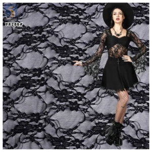 YX286 New Arrivals 2024 Elastic Jacquard Spandex Nylon Black Lace Fabric Sexy Lingerie Swimsuit Lace Fabric