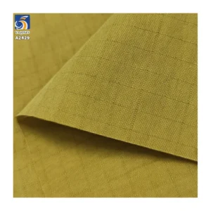 A2429 150g/m² 78% Cotton and 22% Nylon Blended 0.7cm Jacquard Plaid Fabric Textured Shirt Dress Wash-Free Plaid Fabric