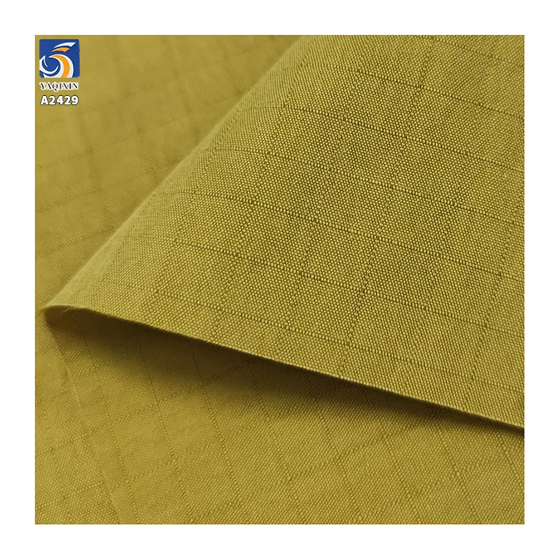 A2429 150g/m² 78% Cotton and 22% Nylon Blended 0.7cm Jacquard Plaid Fabric Textured Shirt Dress Wash-Free Plaid Fabric