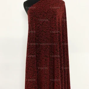 YX1284 160gsm 100% Polyester Wholesale Wine Red Shiny Lurex Jacquard Fabric With 3D Rhinestones Arabic Dress Jacquard Fabric