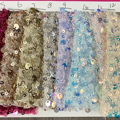 YX1087 300gsm Spandex Stretch Mesh Fabric With 3MM+5MM Sequins Embroidery Heavyweight Sparkle Sequin Fabric for Party Dress