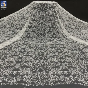 YX1582 700gsm Wholesale Heavy Statement Pearls Beaded Tulle Lace Fabric 3D Embroidery Mesh for Wedding Dress and Haute Couture