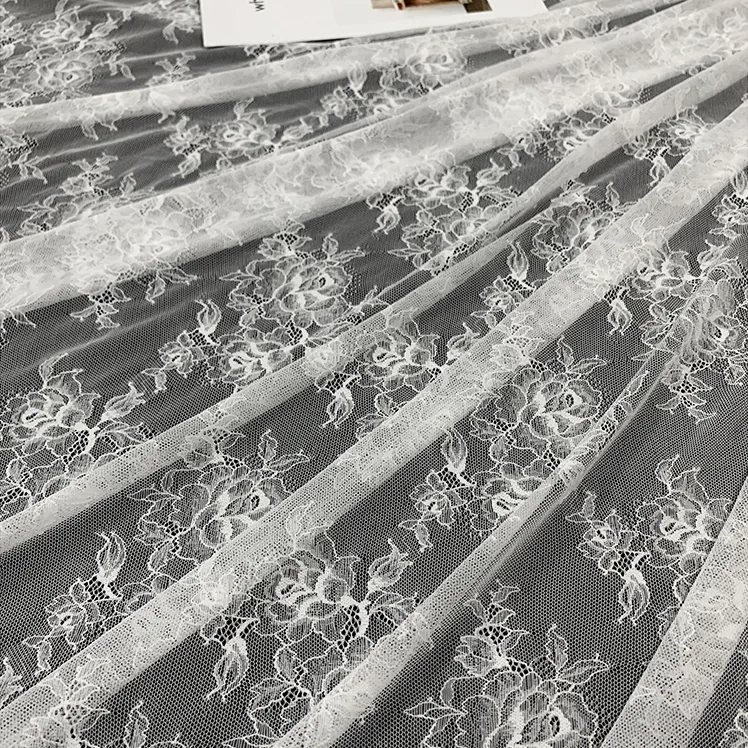 YX1489 Custom Soft Nylon Stretch Jacquard Mesh Lace Fabric for Fitted Dresses Blouses Tops Skirts and Fashion Clothing