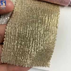 YX1602 Metallic Foil Fabric Firm Knit 100 Polyester Material for Corset Bodice Evening Gown and Structured Fashion