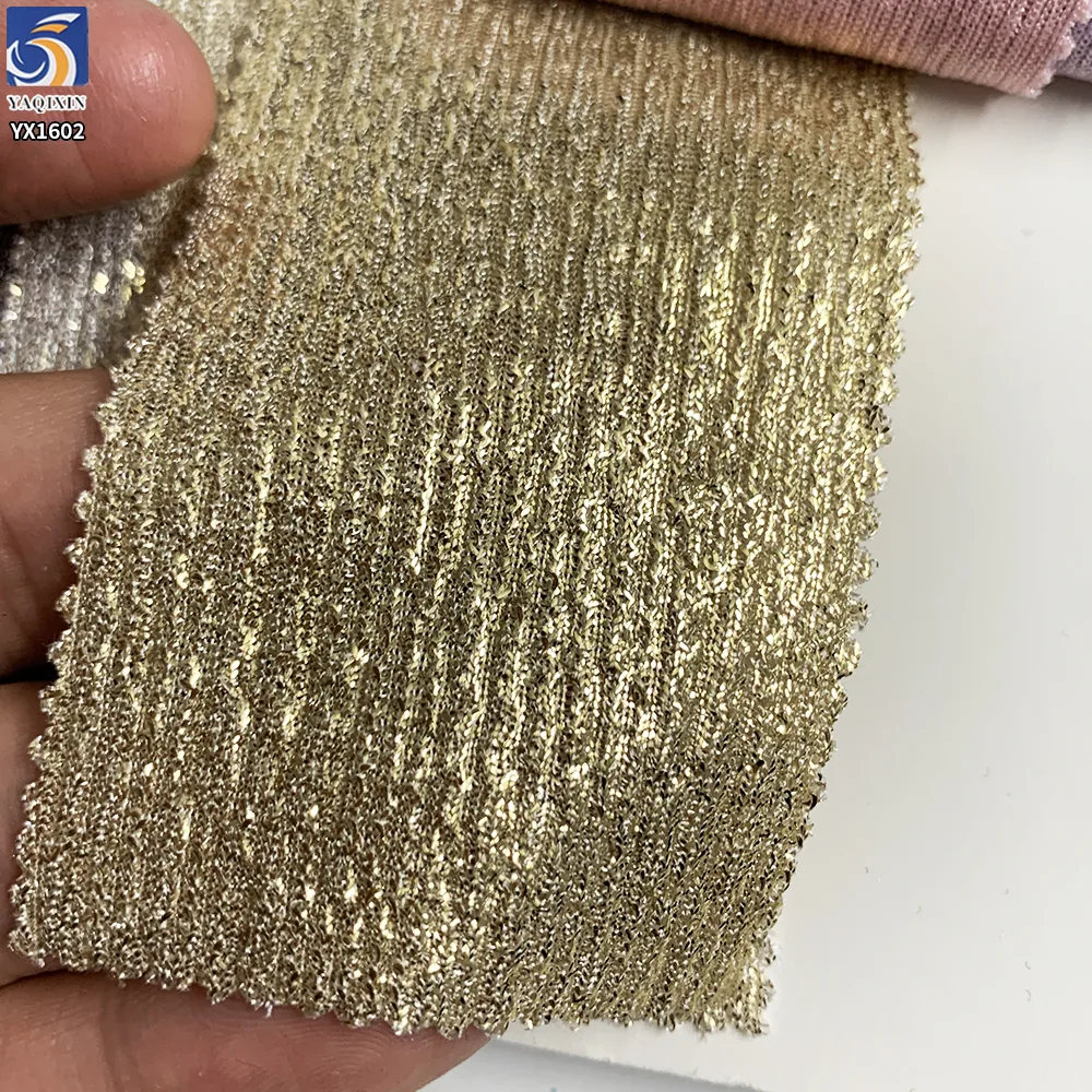 YX1602 Metallic Foil Fabric Firm Knit 100 Polyester Material for Corset Bodice Evening Gown and Structured Fashion