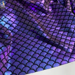 YX1600 Purple Mermaid Scale Fabric Shiny Holographic 97 Polyester 3 Spandex for Swimwear and Kids Costume Apparel