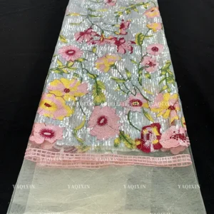 YX1228 Hot-Selling Popular Heavy-Duty Floral Embroidery Heavy Sequins Fabrics Sequin Dress Fabric for Fashion Clothing/G