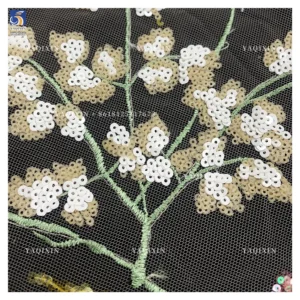 YX1312 Best-Selling Colorful Florals Pattern Beaded Sequin Fabric Lace Diy Custom Heavy Embroidery Flowers Dresses Fabric