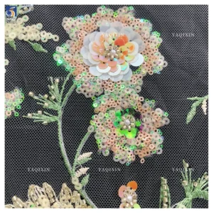 YX1317 Popular Trends and Styles in 2026 Green Sequins Embroidered Mesh Lace Fabrics for Traditional Chinese Women Lace Dress
