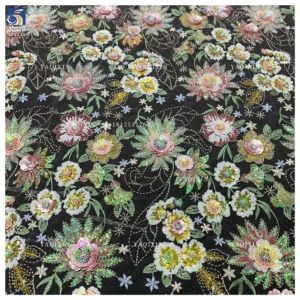 YX1323 New Arrival Sunflower Design With Unique Sequin Germany Lace Fabric DIY Custom Design 3D Lace Glitter Lace Fabric