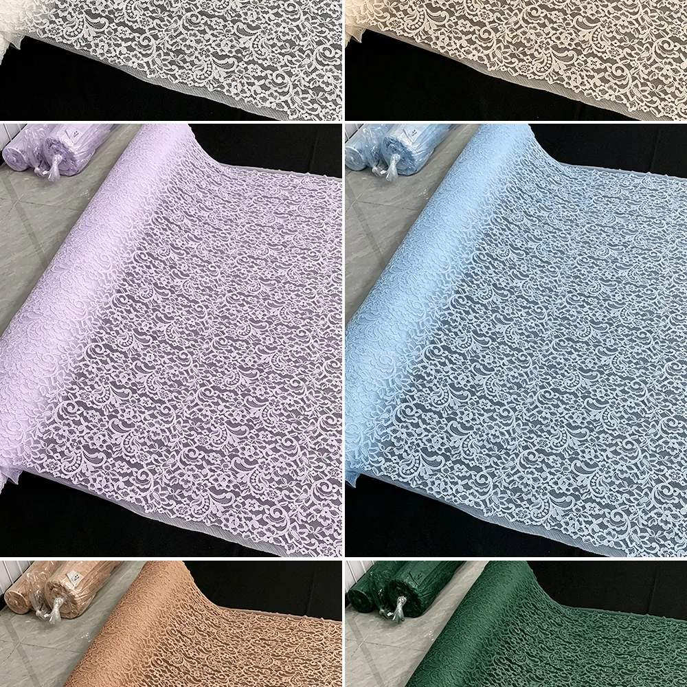 YX1487 160X150CM 70 Cotton 30 Nylon Eyelash Lace Fabric Corded Floral Textile for Women Dresses and Tops