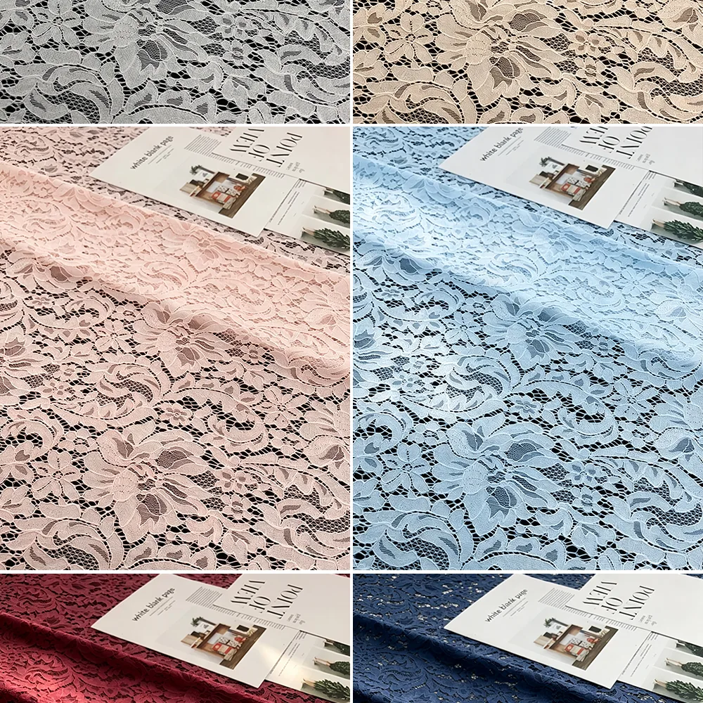 YX1488 Beige 70% Cotton 30% Nylon Lace With Raised Floral Texture for Gowns Bodices Sleeves and Fashion Tops