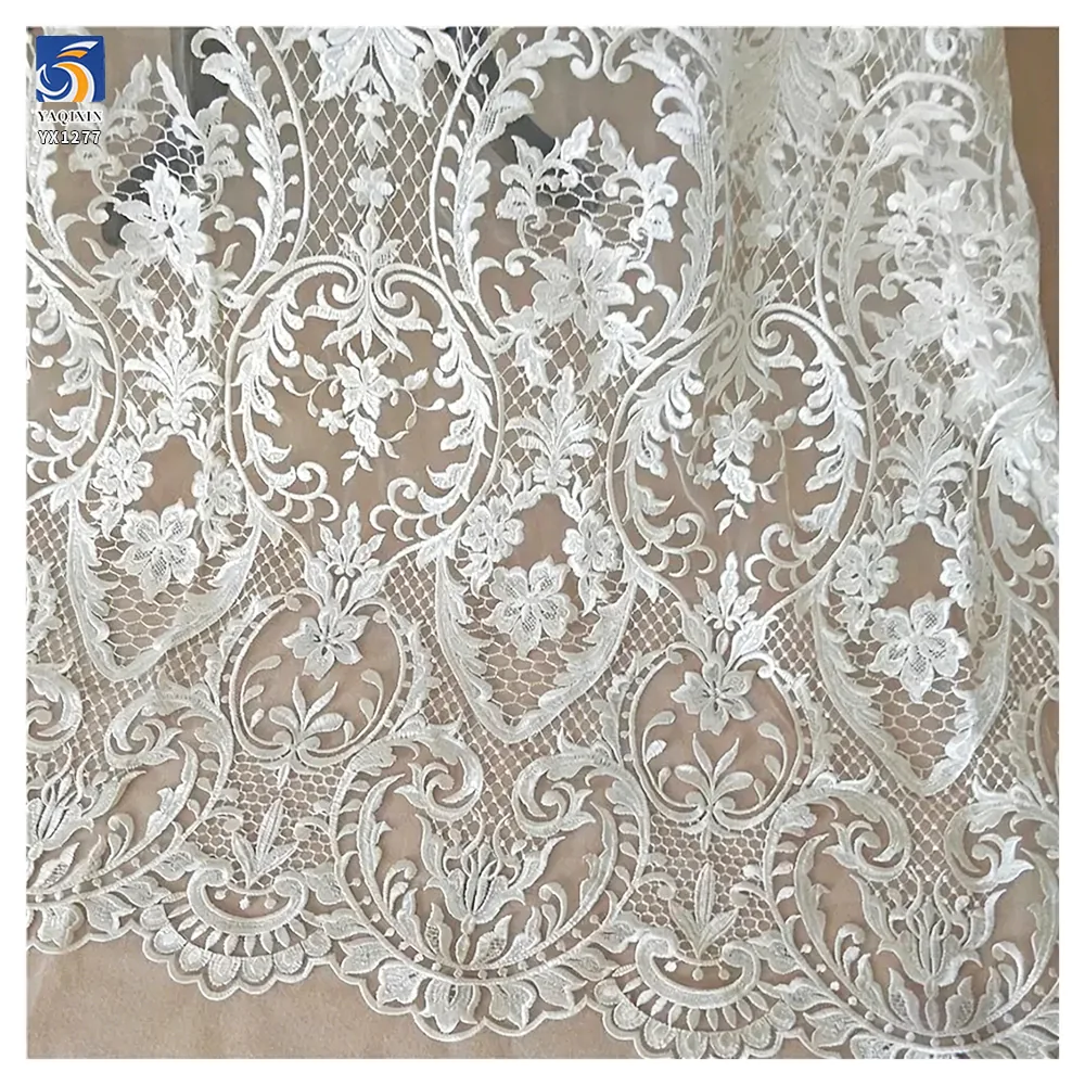YX1277 Noble and Luxurious Water-Soluble Embroidered Wedding Dress Fabric Bridal Tulle Competitive Prices Wedding Lace Fabric