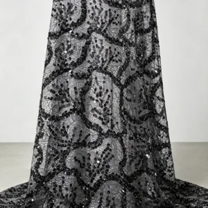 YX1598 Embroidered Sequin Lace Fabric Elegant Floral Mesh for Couture Dress Formalwear and Fashion Design