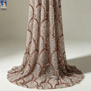 YX1597 Floral Sequin Lace Fabric Decorative Embroidered Mesh for Wedding Evening Dress