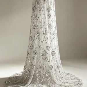YX1596 Embroidered Sequin Lace Fabric Sparkly Floral Mesh for Dresses Gowns and Designer Womenswear