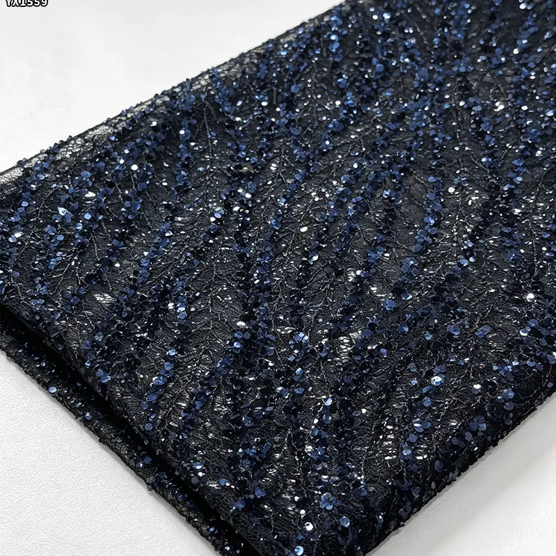 YX1559 Wholesale Sequin Embroidered Lace Fabric Sparkle Mesh Textile for Dresses Gowns and Garment Making