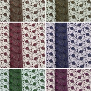 YX1026 Romantic Embroidered Rose Floral Mesh Fabric for Chinese Valentine's Day Beauty Dresses Embroidered Tulle Fabrics