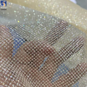 YX2322-1 Sparkle Glitter Tulle Mesh Fabric 60GSM 160CM Stiff Shiny Net Material for Bridal Wedding Dress & Evening Gown