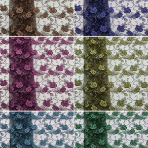 YX1018 2026 Latest Design Polyester Roses Flowers China Embroidery Fabric Poly Mesh Fabrics for Home Textiles and Clothing