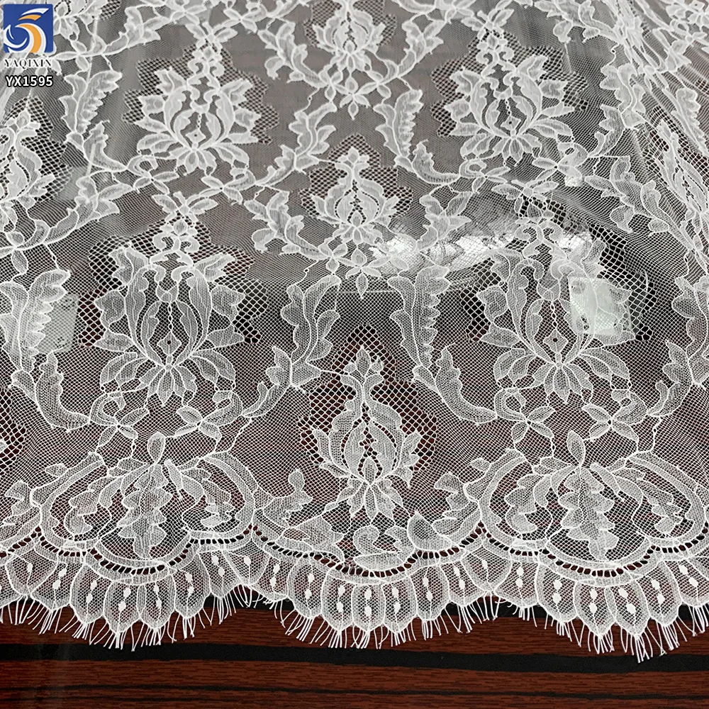 YX1595 280GSM Thick Eyelash Lace Fabric Dense Floral Mesh for Wedding Dresses Bridal Gowns and Formal Wear