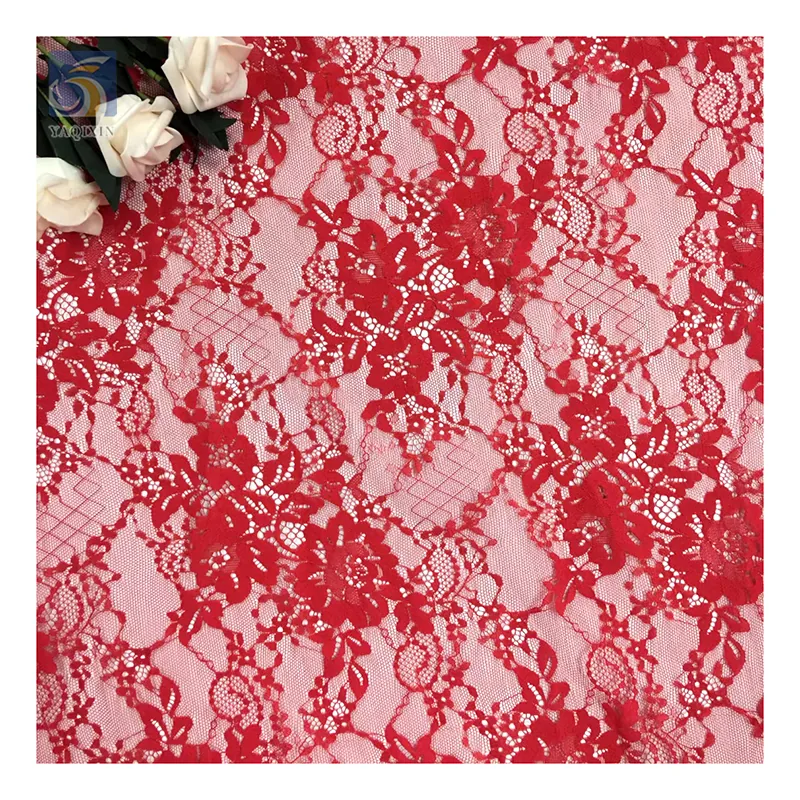 YX2600 Personalized Wholesale Price Chantilly Lace Fabric Eyelash Woman Red Lace Dress Fashion Lace Fabric