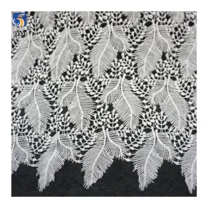 YX933 Latest Design 150gsm Water Soluble Feather Lace Fabric High Quality Full-Length Milk Silk Eyelash Lace Dress Fabric