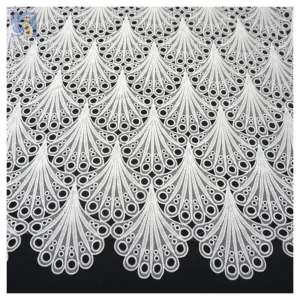 YX2439-1 White Embroidery Water Soluble Lace Fabric African Guipure Lace Fabric for Wedding Dress