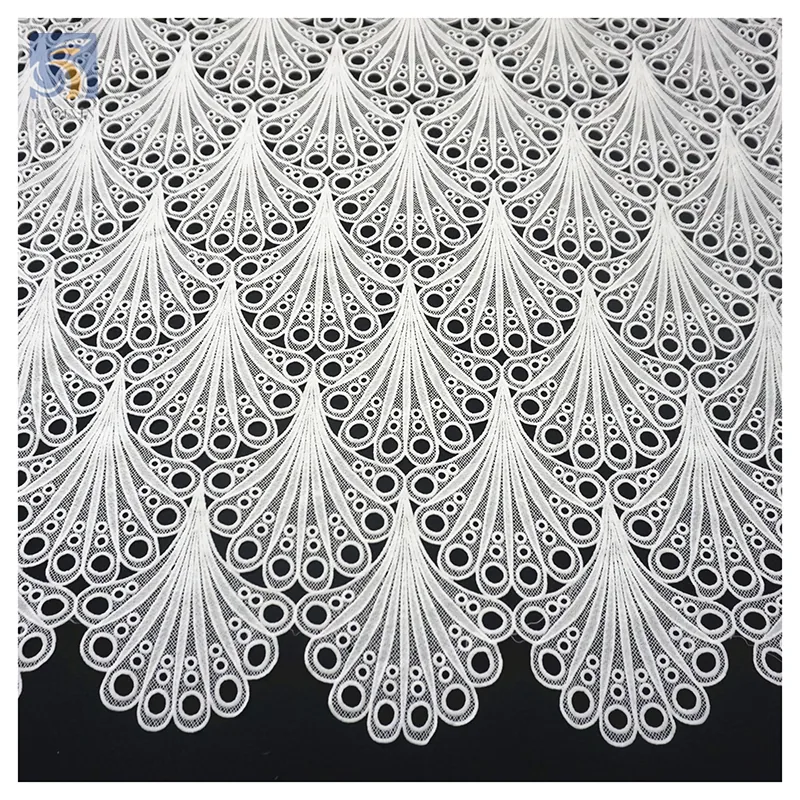 YX2439-1 White Embroidery Water Soluble Lace Fabric African Guipure Lace Fabric for Wedding Dress