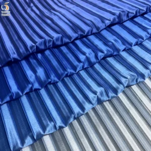 YX1592 Gradient Pleated Satin Fabric Ombre Shiny Polyester Textile for Women Dresses Gowns and Fashion Apparel