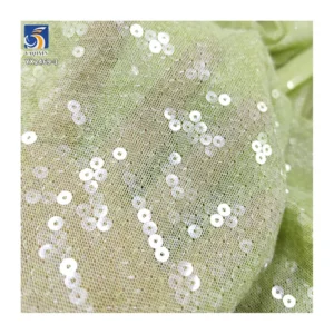 YX265-1 High-Shine Flexible 10 Colors Available 5mm Crystal Embroidery Stretch Mesh Fabric for Women Fashion Dress