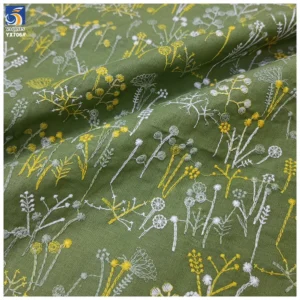 YX706 High Fashion Italian Style Small Florals Embroidered Fabric 30 Linen 70 Cotton Ramie Cotton Embroidery Fabric Florals