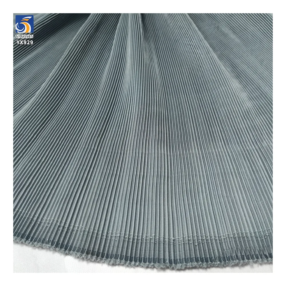 YX929-1 Multicolor Custom Designs Satin Pleated Dress Apparel Fabric Woven Soft 100 Polyester Elastic Satin Pleated Fabric