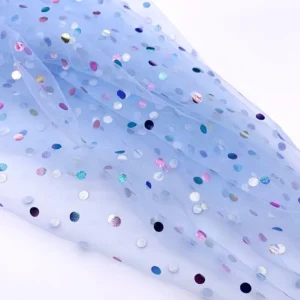 DX119 Cheap 100% Polyester Multicolor Big Dot Foil Stamping Tulle Fabric Net