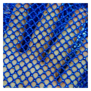 Reasonable Price 130gsm 100%Polyester Black Net Mesh Lace Fabric With Shiny Rhinestones
