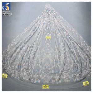 YX483 China Custom Lace Wedding Tulle Fabrics Luxury Sparkle Glitter Mesh Tulle Fabric for Middle Eastern Bride
