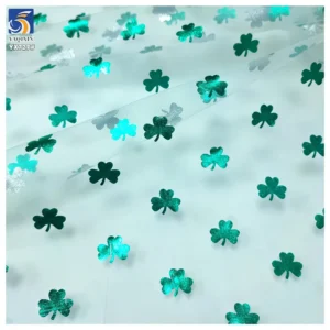 YX727 New Green Clover Printed Tulle Fabric St. Patrick's Day Holiday Printed Green Leaves Mesh Fabric Girls' Skirts Kni