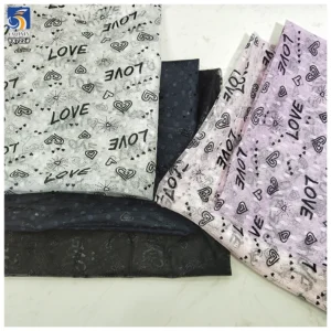 YX722 Valentine's Day Jacquard Tulle Fabric With Black Heart Pattern Lightweight Mesh Fabric for Dresses Crafts