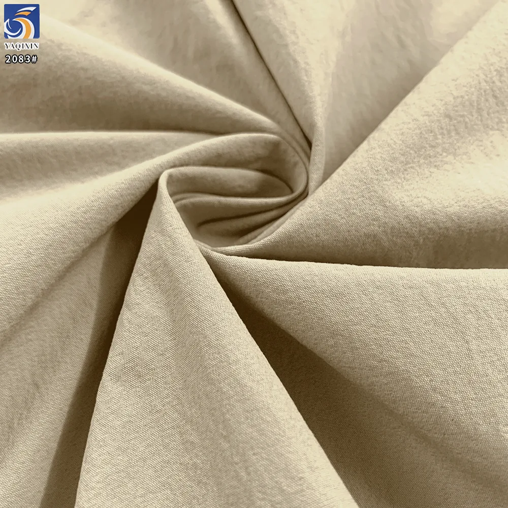YX2083 180gsm Nylon Spandex 4 Way Stretch Crinkle Fabric for Light Outdoor Jackets Pants and Trench Coats
