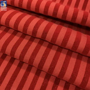 YX1484 160gsm Custom Polyester Glitter Stripe Flocked Canvas Fabric for Halloween Garments Party Decor