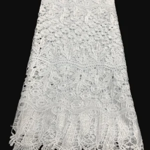 YX1069 African Milk Silk Poly Embroidery Cord Lace Water-Soluble Fabric Glossy Floral Embroidered Dress Lace Fabric for Women