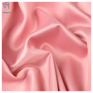 YX37 Pink Soft 220gsm Wrinkle-Resistant Polyester Matte Satin Fabric Wedding Dress Evening Gown Satin Fabric