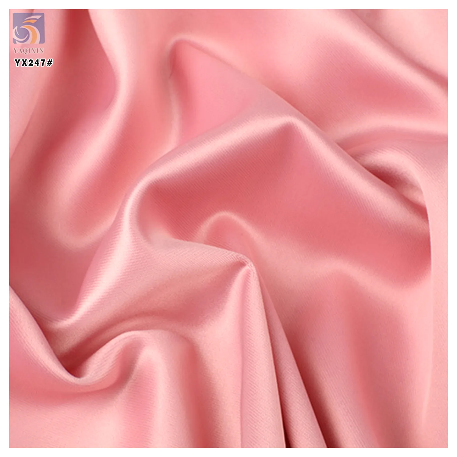 YX37 Pink Soft 220gsm Wrinkle-Resistant Polyester Matte Satin Fabric Wedding Dress Evening Gown Satin Fabric