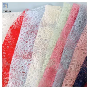 YX256 High Quality Black Flower Pattern Embroidered Chantilly Lace Fabric 100 Polyester Chantilly Lace Fabric