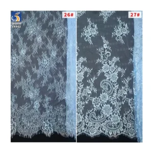 YX902 New 2025 Design Sky Blue Polyester Elegant Eyelash Lace Fabric for Home Textiles