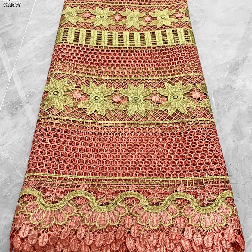 YX1079 Lowest Price on the Entire Network Multi-Colored Polyester Milk Silk Flowers Lace Embroidered Fabric Ethnic Style