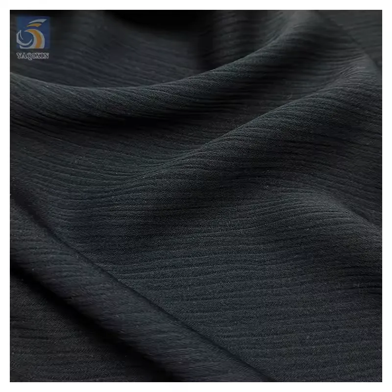 YX2529-1 Pure Black 170gsm Thick Polyester Korean Nida Fabric for Abaya Hijab in China Wholesale