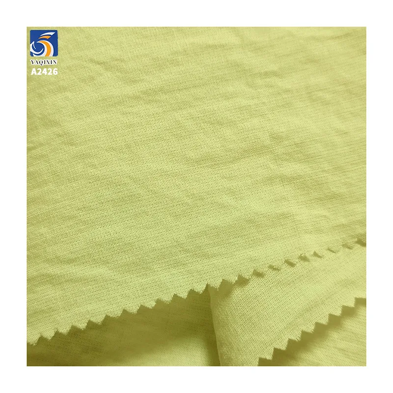 A2426 100g/m² Lightweight Sea Salt Cotton Washed Wrinkled Dress Fabric 90% Cotton 10% Nylon Plain Poplin Fabric for Dress